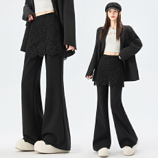 批发实拍 <b class='q'>蕾丝</b>屁帘<b class='q'>西装</b>微喇裤女2026春季垂感高腰弹力显瘦直筒喇叭裤