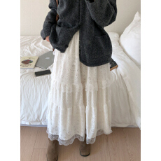 批发韩系  早春白色蕾丝裙温柔重工钩花蕾丝蛋糕仙仙<b class='q'>半身裙</b> <b class='q'>女</b>