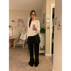 韩系 少女设计感休闲裤可拆卸屁帘裤子两件套