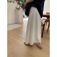 批发韩版 百搭日常设计感菱格花纹半身裙  女