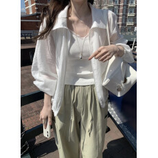 批发韩系 百搭天丝防晒<b class='q'>衬衫</b>