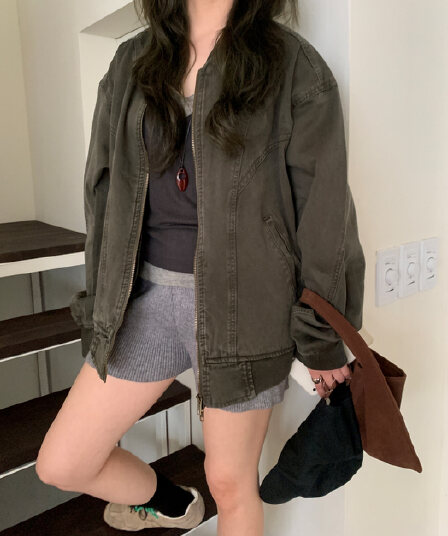 한 부서 트렌드 차가운 ~ 중 익스트림 제인 야구 유니폼 워시 물 재킷 외투 여성