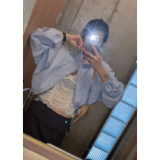 批发<b class='q'>韩版</b>  秋季新品百搭理论抽绳条纹长袖短裤衬衫 女