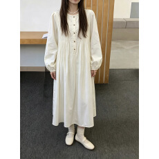 批发已出   慵懒松弛感长袖森系文艺<b class='q'>连衣裙</b>长裙 女