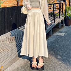 批发实拍<b class='q'>白色</b>休闲裙裤女夏季薄新款小个子半身长裙宽松垂感九分阔腿裤