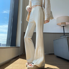 批发实拍阔腿<b class='q'>裤</b>子女秋冬白色修身针织微喇叭<b class='q'>裤</b><b class='q'>2026</b>高腰显瘦拖地马蹄<b class='q'>裤</b>