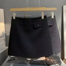 批发广州十三行高货爆款~通勤风 韩系小个子毛呢半身短裙女秋冬显瘦潮