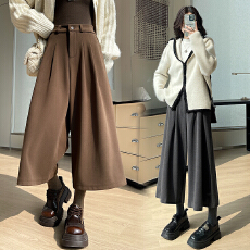 批发实拍毛呢阔腿裤<b class='q'>女</b>25秋冬高级感加厚宽松显瘦小个子八分奶奶裤<b class='q'>女</b>