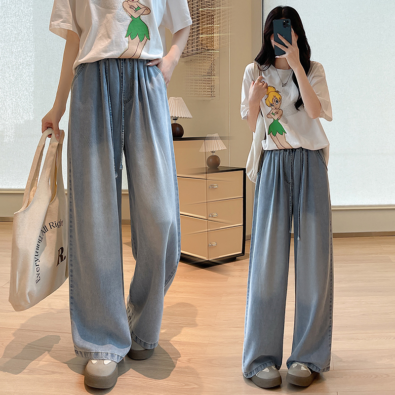 阔腿天丝牛仔裤女夏季薄款显瘦宽松垂感冰丝拖地裤女   服裝批發女裝批發服飾貨源