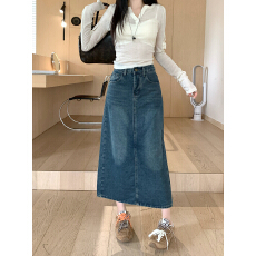 批发实拍2026春季新款胖mm大码女高腰显瘦开叉牛仔半身裙a字包臀裙子