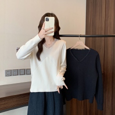 批发实拍2025秋冬新款胖mm大码蕾丝花边长袖针织衫高级感气质打底上衣