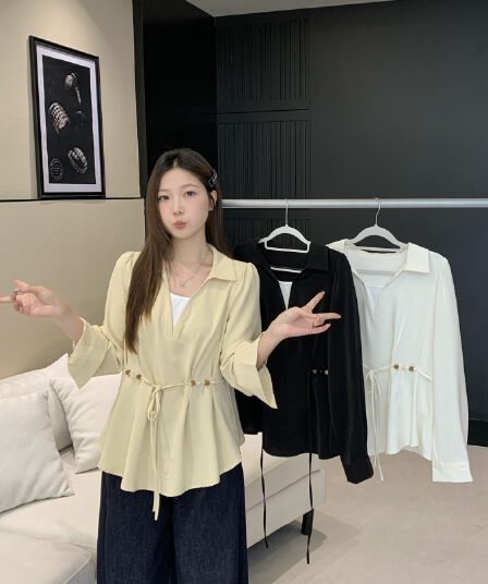 실사 2026 봄 빅 사이즈 페이크 레이어드 셔츠 지방 mm 허리 수축 디자인 센스 맨위 루즈핏 슬림해 보이는 표지 배 셔츠