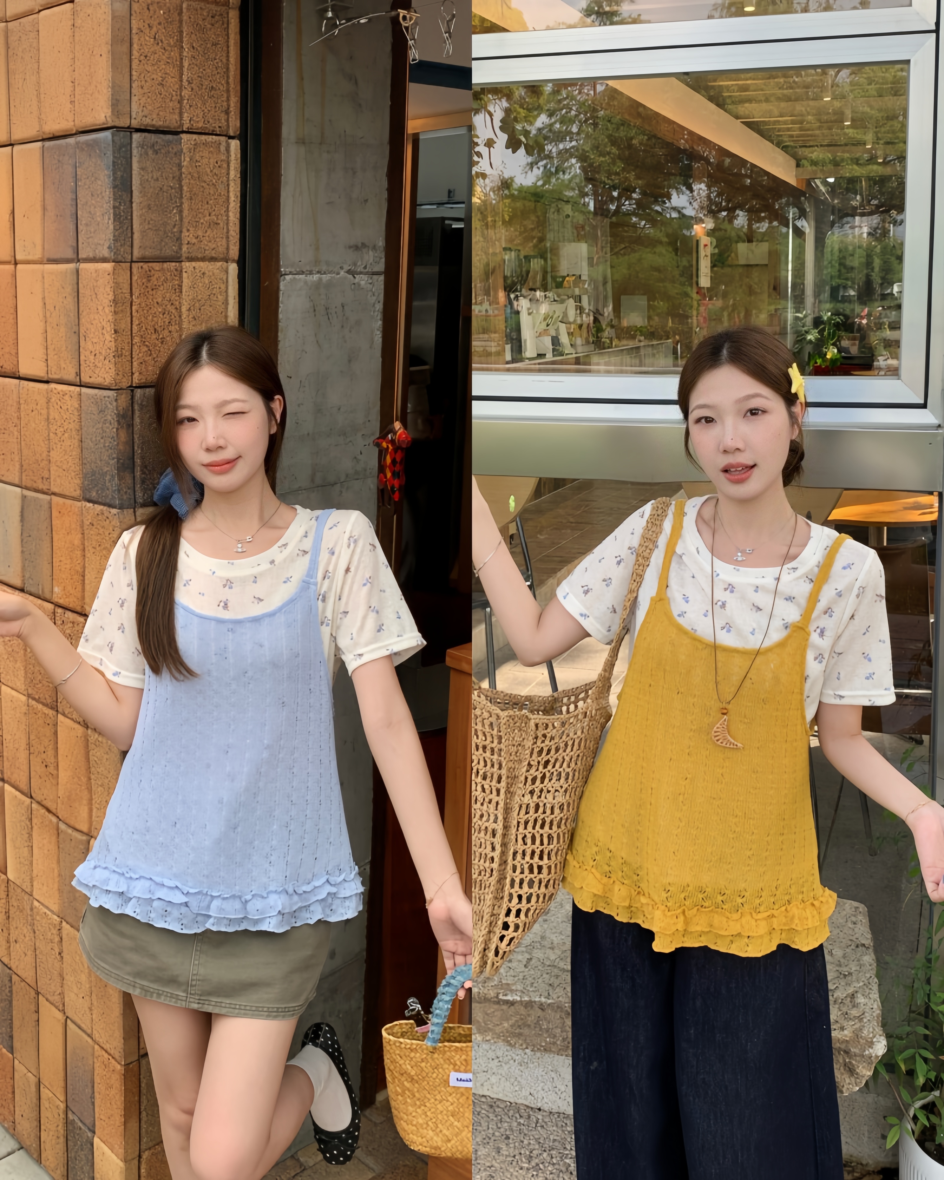 실사 2026 여름 새로운 지방 mm 여성 한 부서 레이스 홀로우 아웃 슬립 티셔츠 사실 두 조각 스택 착용 조끼 맨위