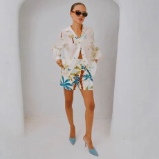 批发欧美跨境2025新速卖通亚马逊独立站休闲时尚亚麻气质衬衣<b class='q'>短裤</b>套装