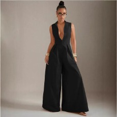 批发INS爆款2026欧美跨境高腰女纯色无袖拉链连衣<b class='q'>裙</b>时尚<b class='q'>修身</b>通勤长裤