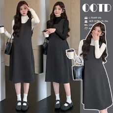 批发实拍~孕妇装秋冬装新款套装毛衣+弹力针织毛呢背心裙两件套