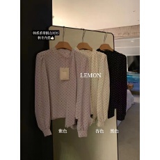 批发网图实价  2025秋季新款蝴蝶结波点<b class='q'>衬衫</b>系带法式灯笼袖设计感上衣