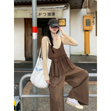 批发实拍实价 新款春季韩系百搭<b class='q'>长袖</b>圆领打底遮肉显瘦减龄吊带两件套