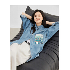 批发复古宽松牛仔衬衫女2026春季新款慵懒<b class='q'>休闲</b>上衣宽松开衫外套