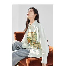 批发独特印花长袖衬衫女2026春季新款气质<b class='q'>宽松</b>开衫外套上衣