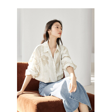 批发轻国风原创印花长袖衬衫女2026春季新款气质优雅独特漂亮开衫上衣