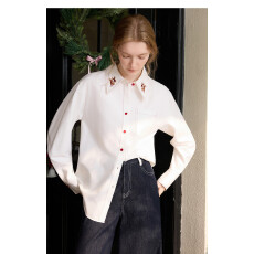 批发法式磨毛莱赛尔天丝<b class='q'>衬衫</b>女2026春季新款设计感宽松<b class='q'>刺绣</b>开衫<b class='q'>衬衣</b>