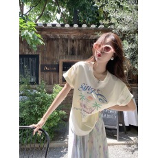 印花短袖T恤女2026春夏款大码宽松超好看独特漂亮上衣