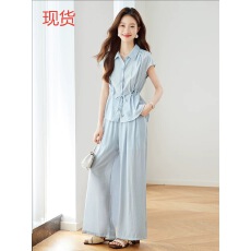 批发高级感洋气减龄套装女2026夏季新款显瘦一整套上衣阔腿裤两件套<b class='q'>潮</b>