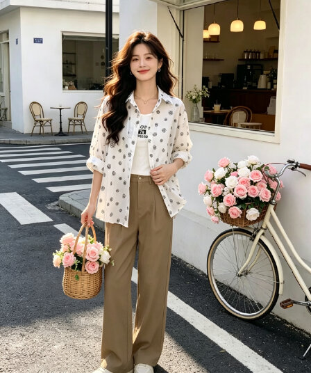 한국 스타일 여름 셔츠 캐주얼 루즈핏 패션 작은 청신 셔츠 하라주쿠 스타일 미니멀리즘 자외선 차단 의류 여성 재킷