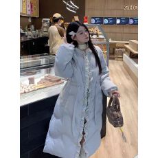 批发超好看<b class='q'>蕾丝</b>边小个子的超长款过膝羽绒服2025冬新款减龄甜美外套女