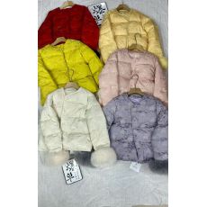 批发环保狐狸毛可拆卸袖口短款羽绒服女2025新款冬圆领保暖提花外套冬