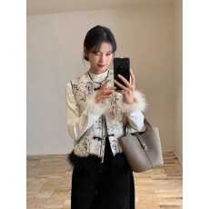 批发年轻版国风马甲复古盘扣新中式坎肩女<b class='q'>冬</b>季夹棉鸵鸟毛马夹背心