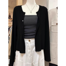 批发黑色冰丝针织防晒开衫女薄款2026早春秋新款<b class='q'>韩版</b>外搭小坎肩外套