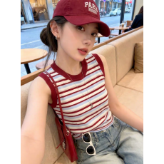 批发撞色条纹针织吊带背心女2026夏季新款巨好看修身辣妹外穿无袖上衣