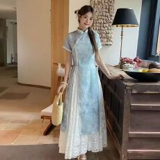 批发2026夏<b class='q'>新款</b>新中式国风改良<b class='q'>旗袍</b>连衣裙年轻款日常蕾丝半身裙两件套