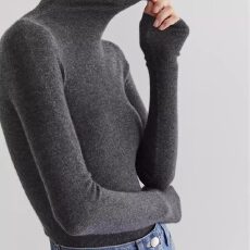 批发法式高级灰色堆堆高领针织打底衫女秋冬修身内搭毛衣<b class='q'>气质</b>洋派上衣