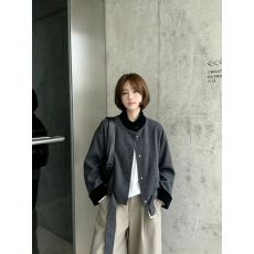 批发巧丽莎咖色美拉德复古风穿搭立领麂皮绒夹克女秋新款机车短款<b class='q'>外套</b>