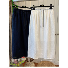 批发松紧腰亚麻半身裙女花苞裙遮肉显瘦后开叉中<b class='q'>长裙</b>夏季款