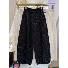 批发韩系2026春洋气甜美碎花休闲裤女加肥松弛感气球裤遮肉显瘦阔腿裤