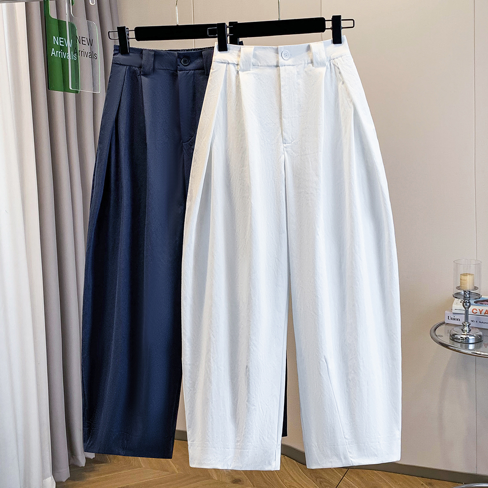 실사 2026 새로운 캐주얼 바지 여성 빅 사이즈 루즈핏 외국 가스 다용도 하렘 바지 얇은 스타일 9부 바지