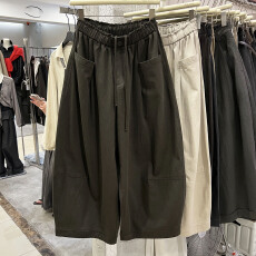 批发2026秋季新松紧腰休闲裤宽松显瘦弯刀裤阔腿裤气质<b class='q'>女士</b>长裤<b class='q'>哈伦裤</b>