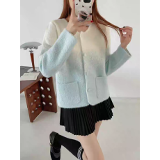 批发渐变小香风水貂毛针织开衫女<b class='q'>韩版</b>秋冬新款小个子软糯宽松外套上衣