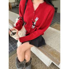 批发刺绣针织开衫<b class='q'>女</b>2026春季新款韩版宽松显瘦百搭<b class='q'>毛衣</b>外套上衣潮