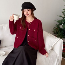 批发<b class='q'>实拍</b>小香风名媛气质短款上衣女2026春秋新款高级感毛呢外套