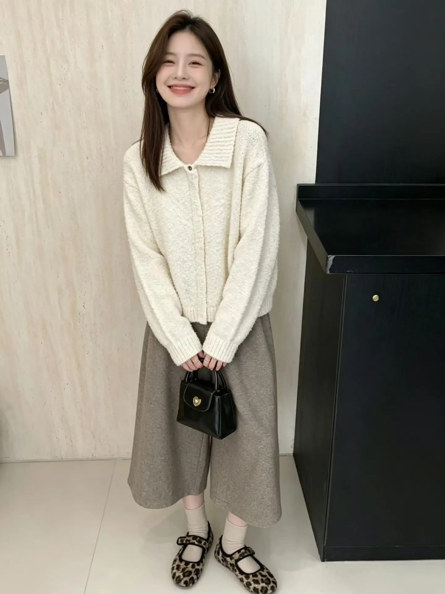 폴드 칼라 지퍼 가디건 상세 이미지 4