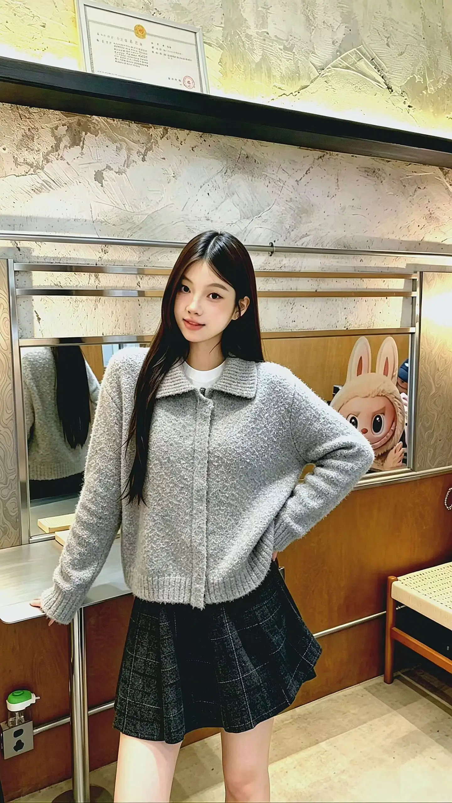 폴드 칼라 지퍼 가디건 상세 이미지 9
