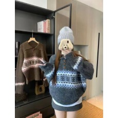 批发2026秋冬季新款高级感慵懒风穿搭毛衣女士休闲软糯针织衫上衣