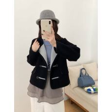 批发<b class='q'>实拍</b>韩系高品质连帽毛呢双排扣外套女秋冬针织别致气质两面穿上衣