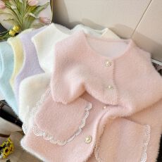 批发水貂毛秋冬季新中式蕾丝口袋马甲女时髦洋气新款叠穿坎肩背心马夹