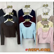 批发多色露背打底T